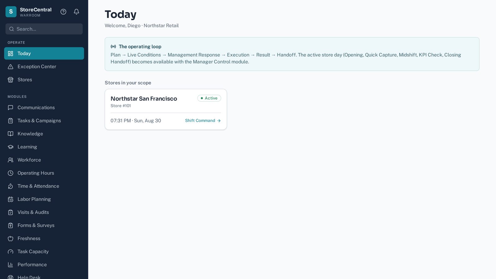 WarRoom StoreCentral product interface